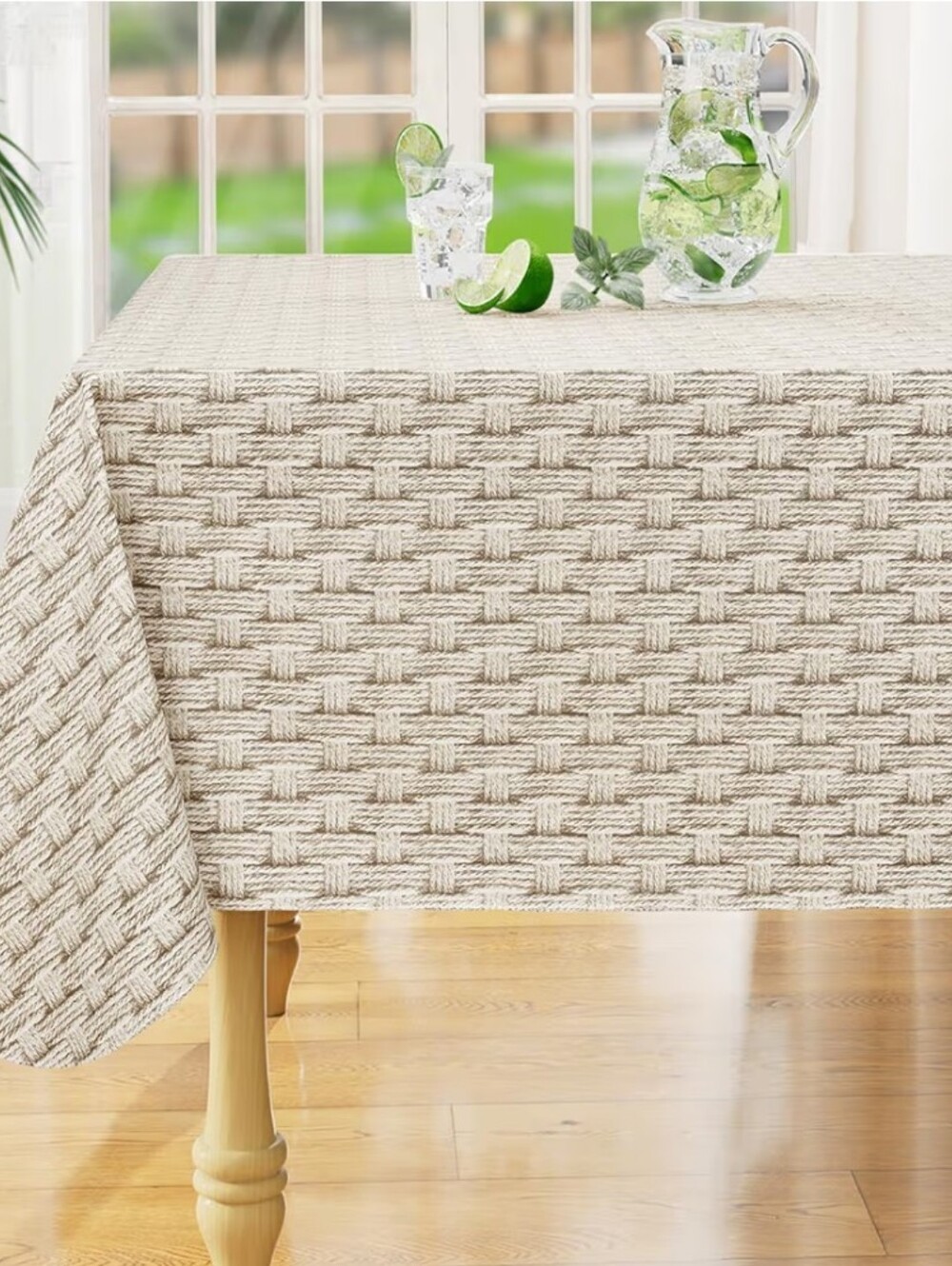 Woven-Texture Cream Tablecloth by